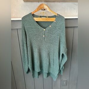 She + Sky Green Knit Henley Knit Pullover Sweater Women’s Size 1XL